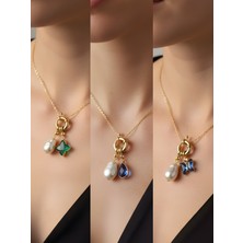 NKT Collection Mavi Kelebek Mavi Damla Zümrüt Yeşili Yıldız Incili Kolye