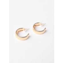 Jimmy Key Altın Rengi Parlak Yarım Halka Küpe