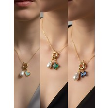 NKT Collection Mavi Kelebek Zümrüt Yeşili Yıldız Turkuaz Kalp Incili Kolye