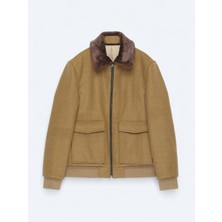 Kip Deve Tüyü Gömlek Yaka Casual Dokuma Mont