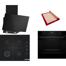 Bosch Siyah 3 lü Ankastre Set 336 ( HUA717BA0T - POP6C6P30O - DWK63PJ60T (61T) ) - Buhar Destekli - Fırın Matı ile
