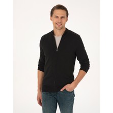 Pierre Cardin Erkek Siyah Slim Fit Fermuarlı Triko Hırka 50317409-VR046
