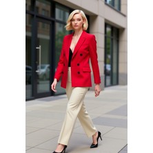 Benerly Kadın Ceket Yaka Uzun Standart Kol Kruvaze Kapama Düz Desen Fonksiyonel Dayanıklı Kaliteli