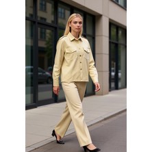 Benerly Kadın %100 Pamuk Gömlek Yaka Standart Kol Düz Desen Fonksiyonel Dayanıklı Kaliteli Estetik