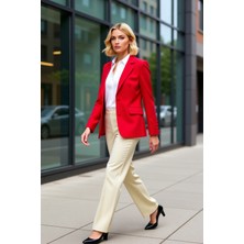 Benerly Kadın Regular Ceket Yaka Uzun Kol Standart Kol Düz Desen Blazer Ceket Fonksiyonel Kaliteli