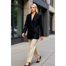 Benerly Kadın Ceket Yaka Standart Kol Oversize Kalıp Dokuma Fonksiyonel Dayanıklı Kaliteli Estetik