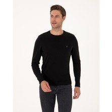 Pierre Cardin Erkek Siyah Slim Fit Bisiklet Yaka Basic Triko Kazak 50314192-VR046