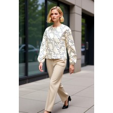 Benerly Kadın Bisiklet Yaka Düşük Kol Çiçekli Dokuma Ceket Fonksiyonel Dayanıklı Kaliteli Konforlu