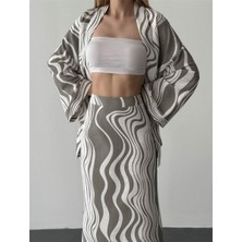 Etek Uzun Yeşil/krem Quzu