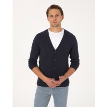 Pierre Cardin Erkek Lacivert Slim Fit Basic Düğmeli Triko Hırka 50317330-VR033