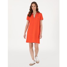 Pierre Cardin Kadın Kırmızı Regular Fit Polo Yaka Örme Elbise 50308462-VR030