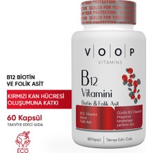 Voop Vitamin B12, Biotin ve Folik Asit İçeren Kapsül Takviye Edici Gıda 60 Kapsül