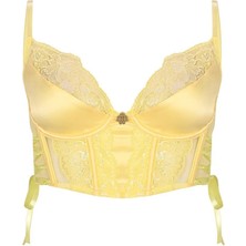 Feu De Elu Pastivelle Sarı Saten Dantelli Korseli Sütyen