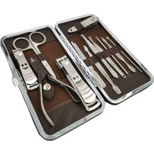 Lunaev Çantalı Manikür Pensi Profesyonel ve Manikür Pedikür Seti 13 Parça Tırnak Eti Itici ve Cımbız