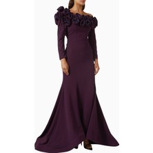 Ac By Aanchal Chanda 3D Floral-Applique Uzun Kadın Elbise