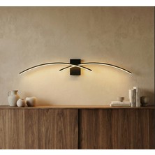 Acrolite Dekoratif Modern Duvar Aplik Aydınlatma (Oturma Odası, Yatak Odası, Yemek Odası) L:60CM Siyah 4000K