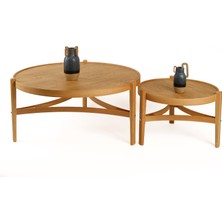 Eymense Ren Meşe Yan Sehpalı Ikili Orta Sehpa