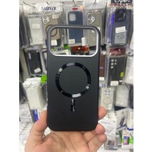 Elixem İphone 17 Pro Max Uyumlu Siyah Olio İçi Kadife Soft Deri Görünümlü Sert Magsafe Kılıf