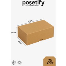 Poşetify Baskısız Kraft Kesimli Kutu 17X8X5,5 cm | 25 Adet | Dayanıklı E-Ticaret ve Hediye Paketleme Kutusu