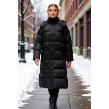 Benerly Kadın Kapüşonlu Uzun Kol Düz Kalıp Su Itici Mont Fonksiyonel Dayanıklı Kaliteli Konforlu Şık