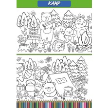 Dev Kamp Temalı Boyama Kağıdı 62 x 250 cm – Okul ve Kreşler Için Toplu Etkinlik, Ekransız Eğitici Çocuk Aktivitesi