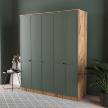 T&B Irmak 5 Kapaklı Eko Bazalı Gardırop - Mdf Kapak