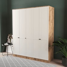 T&B Irmak 5 Kapaklı Eko Bazalı Gardırop - Mdf Kapak