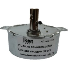 İkon Teknik İKON TEKNİK AC SENKRON MOTOR TYC 50 4 Watt 20 RPM 220 Volt CW/CCW ÇİFT YÖNLÜ ŞÖMİNE ÇEVİRME MOTORU