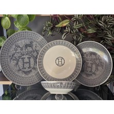 Fermato 24 Parça 6 Kişilik Porselen Yemek Takımı Honey Gri Serisi