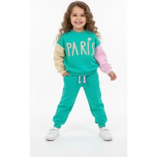 Pini Co Kız Çocuk Paris Yazılı Colorblock (Renk Bloklu) 2'li Takım