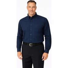 Xmen BURSPA Rahat Kesim Düz Kışlık Tek Cep Koyu Lacivert Erkek Baba Gömlek