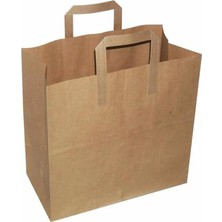 Omeyva Flat Kraft Kağıt Çanta Karton Hediyelik Poşet Torba - 20X24X10 Cm. - 50 Adet