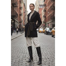 Barbora Kaşe Kadın Şık Yaka Kaban ve Kemer