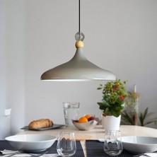 Bamyum Champion Gri Büyük Şeffaf Boncuk Tekli Avize Sarkıt Salon Mutfak Cafe Butik Aydınlatma Avizeler