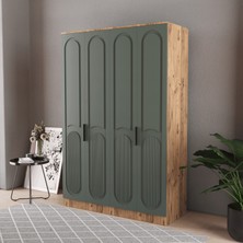 T&B Derin 4 Kapaklı Eko Bazalı Gardırop - Mdf Kapak