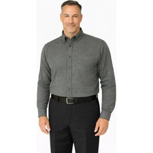 Xmen Rahat Kesim Düz Kışlık Tek Cep Gri Baba Gömlek