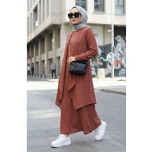 Sefa Merve Elbise Yelek Ikili Takım 6527-04 Taba