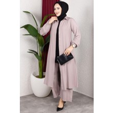 Viskon Belmando Kumaş Tunik Pantolon Ikili Takım 0340-05 Taş