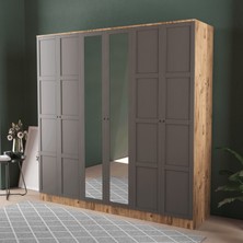 T&B Toprak 6 Kapaklı Eko Bazalı Gardırop - Mdf Kapak