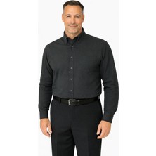 Xmen Rahat Kesim Düz Kışlık Tek Cep Füme Baba Gömlek