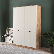 T&B Irmak 4 Kapaklı Eko Bazalı Gardırop - Mdf Kapak