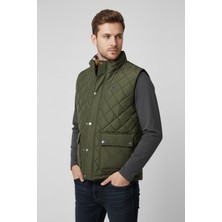 Elevli Erkek Dik Yaka Ince Şişme Yelek Haki