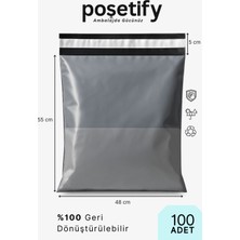 Poşetify Cepli Kargo Poşeti 48X55X5 cm | 100 Adet | E-Ticaret Poşeti | Gri | Yapışkan Bantlı Kargo Zarfı