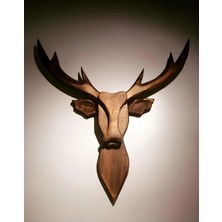 Odka Ahşap Geyik Kafası 2 Boyutlu Ceviz Renk