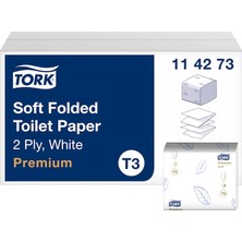 Tork 114273 Katlamalı Premium Tuvalet Kağıdı 2 Katlı 252X30 Yaprak