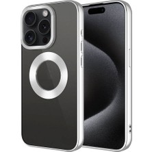 Alpsa Teknoloji Apple iPhone 15 Pro Max Kılıf Tek Kamera Çerçeveli Logo Gösteren Alps Omega Kapak-Gümüş