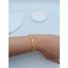 Lagül Aksesuar Xuping 14K Altın Kaplama Kararmaz Suya Dayanıklı Zirkon Taşlı Gold Bileklik