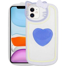Alpsa Teknoloji iPhone 11 Uyumlu Kedi Figürlü Transparan Pop Soketli Alps Ritmik Kapak-Mavi