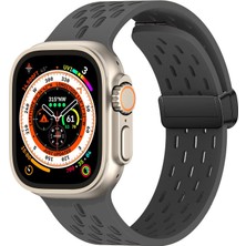 URUCHI Uruchı Apple Watch Için Manyetik Ter Önleyici Spor Kordon, Suya Dayanıklı, Nefes Alabilen Silikon Kayışlar. Iwatch Ultra Se Serisi 9/8/7/6/5/4/3/2/1,kadın Erkekler Için, 42MM 44MM 45MM 49MM, Gri