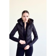 Prifaldi Zra Model Range Rover Mom Kontrast Şişme Mont Ceket Kadın Astarlı